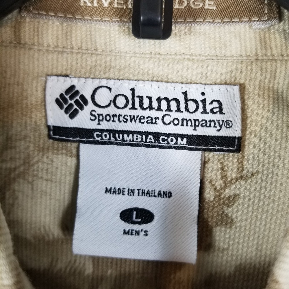 Columbia Button Down Shirt Mens Large Tan Deer Scenic Corduroy HM7026 - Picture 3 of 7